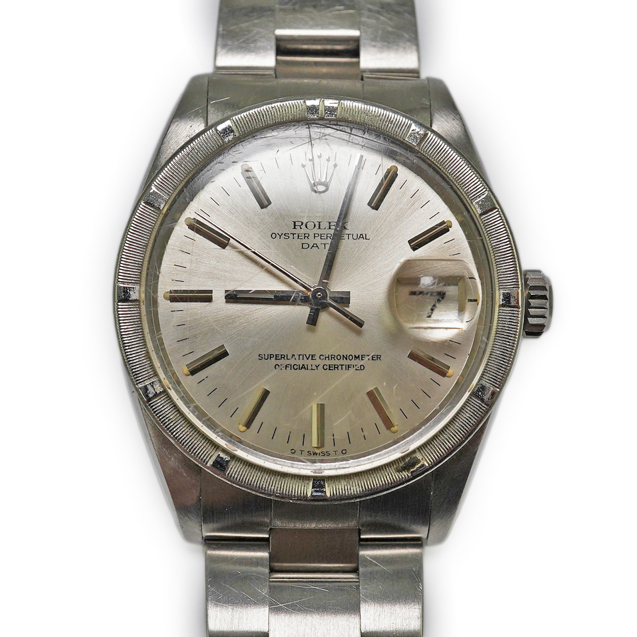 A gentleman's early 1960's stainless steel Rolex Oyster Precision Date wrist watch, on a stainless steel Rolex bracelet